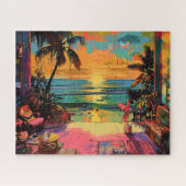 Venster naar Paradise - Beachside Pop Art Legpuzzel (Horizontaal)