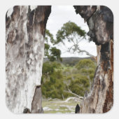 Venster natuur vierkante sticker (Voorkant)