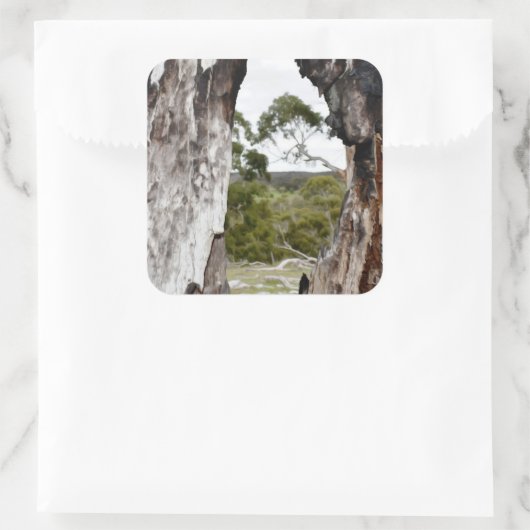 Venster natuur vierkante sticker (Tas)