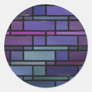 Venster Paars, blauw en Blauwgroen Glas in lood Ronde Sticker