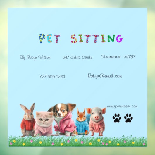 Venster Pet Sitting Sign Decaal Raamsticker (Vel 3)