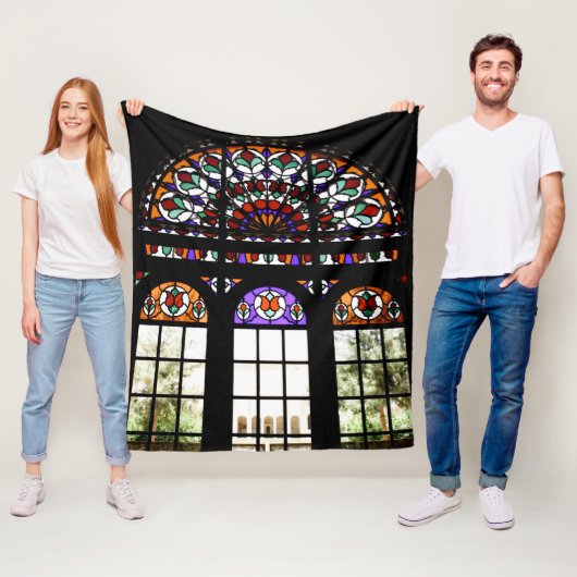 Venster regenboogGlas in lood Fleece Deken (In situ)