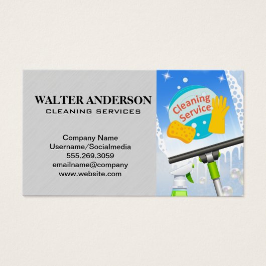 Venster reinigen | Reinigingsdiensten Visitekaartje (Voorkant)