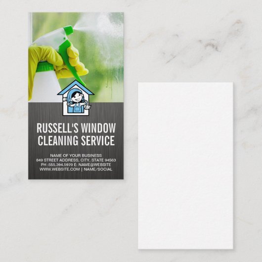 Venster reinigen | Reinigingsnevel | Maïde Logo Visitekaartje (Voorkant / Achterkant)