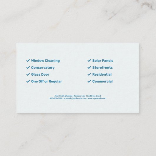 Venster reinigen visitekaartje (Achterkant)