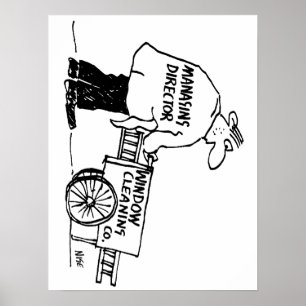 Venster reiniger met Windows-reinigingscabine Poster