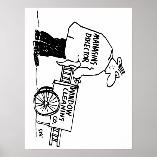 Venster reiniger met Windows-reinigingscabine Poster (Voorkant)