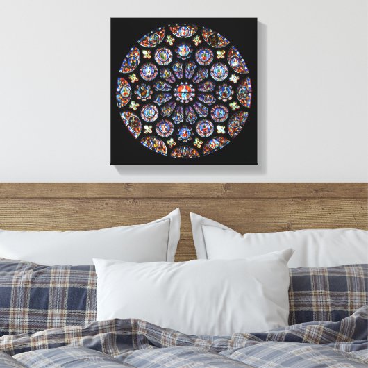 Venster Roos Chartres Canvas Afdruk (Insitu (Slaapkamer))