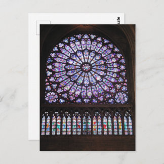 Venster roos in kathedraal van Notre Dame Briefkaart