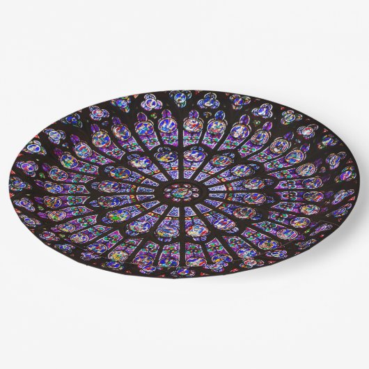 Venster Roos Notre Dame Cathedral Parijs Papieren Bordje (Gekanteld)