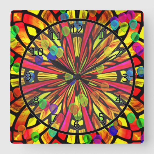 Venster roos vierkante klok (Voorkant)