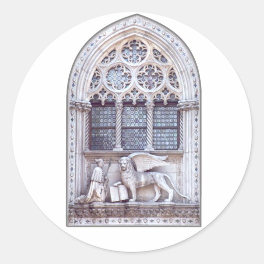Venster San Marco Winged Lion Ronde Sticker (Voorkant)