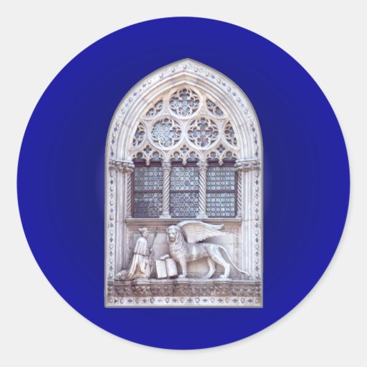 Venster San Marco Winged Lion Ronde Sticker (Voorkant)