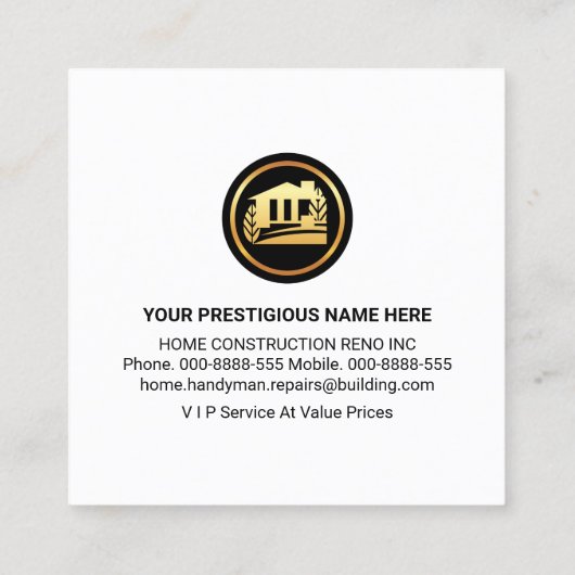 Venster Speciaal Handyman-gereedschap Vierkante Visitekaartje (Achterkant)