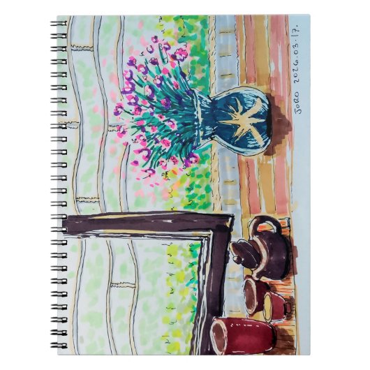 Venster Thee en Bloemen Notitieboek (Voorkant)