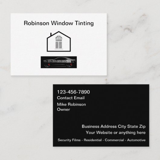 Venster Tinting Zonnefilm Visitekaartjes (Voorkant / Achterkant)