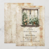 Venster Tuin Succulenten Rustieke 80ste Verjaardag Kaart (Voorkant / Achterkant)