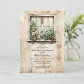 Venster Tuin Succulenten Rustieke 90ste Verjaardag Kaart (Staand voorkant)