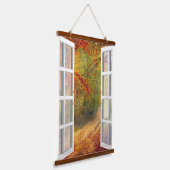 Venster uitzicht herfst hangend wandkleed (Gebogen)