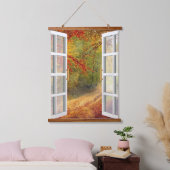 Venster uitzicht herfst hangend wandkleed (Slaapkamer)