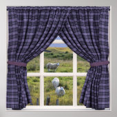 Venster Uitzicht met Schapen en vreedzame omgeving Poster (Voorkant)