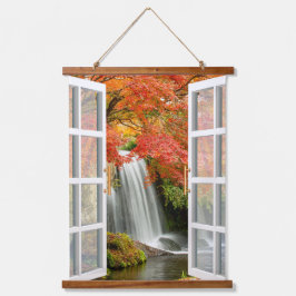 Venster uitzicht natuur vredig hangend wandkleed
