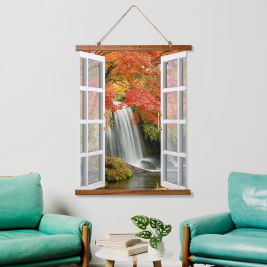 Venster uitzicht natuur vredig hangend wandkleed (Woonkamer)