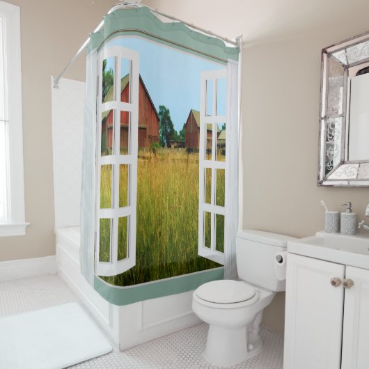 Venster Uitzicht van scheuren in de puinhoop Douchegordijn (In situ)