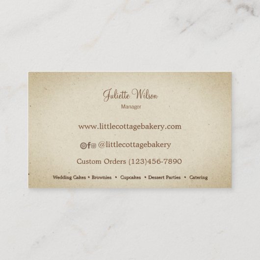 venster van de bakkerij visitekaartje (Achterkant)