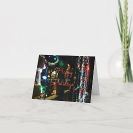 venster van de kerstwinkel feestdagen kaart