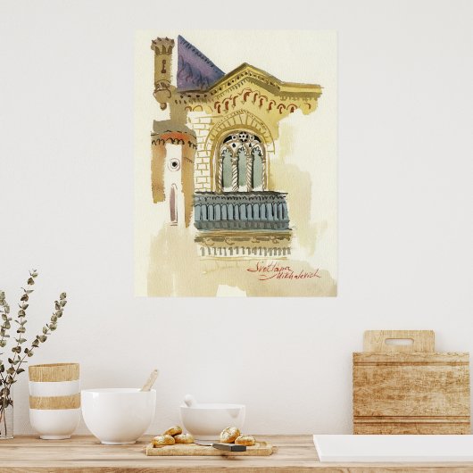 Venster van het Filharmonisch Theater van Odesa Poster (Keuken)