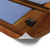 Venster van hout winter - Verlichting Poster (Hoek)