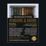 Venster, venster en deuren Fitter-bedrijf Flyer<br><div class="desc">Het gestreepte Venster,  Venster & het Bedrijf van de Fitter van de Deur Adverteren Flyer door de Opslag van het Visitekaartje.</div>