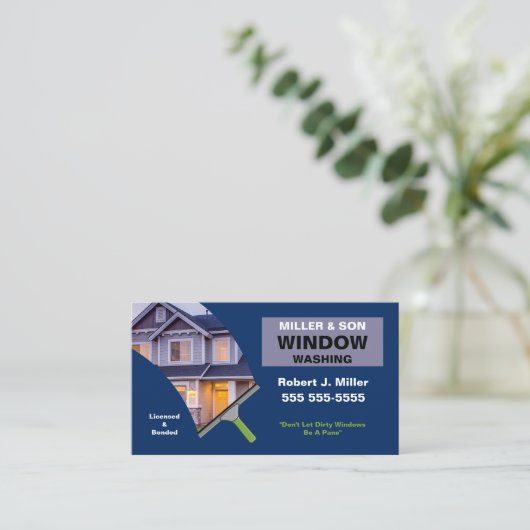 Venster wassen en reinigen visitekaartje (Staand voorkant)