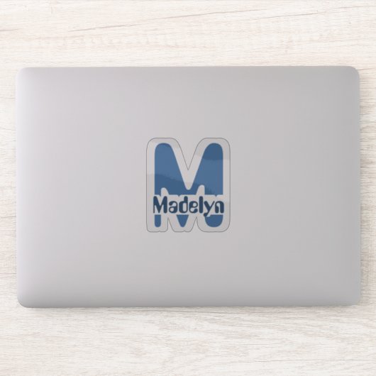 Venster Waterdicht blauw meisje Naam monogram lapt Sticker (Computer)