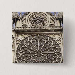 Venster Zuid-Roos in de kathedraal van Notre Dame Vierkante Button 5,1 Cm