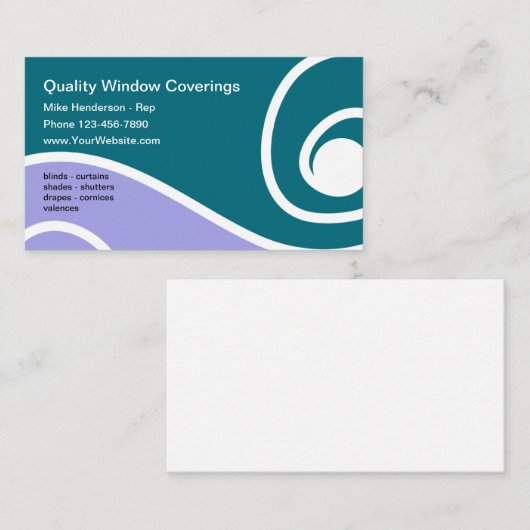 Vensterbedekking Visitekaartje (Voorkant / Achterkant)