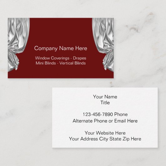 Vensterbehandeling Modes Visitekaartjes (Voorkant / Achterkant)