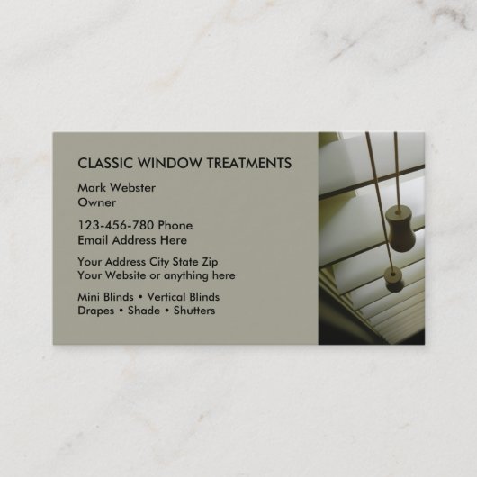 Vensterbehandelingen Visitekaartjes (Voorkant)