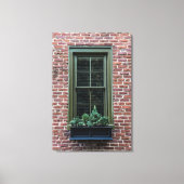 Vensterdoos op baksteen canvas afdruk (Voorkant)