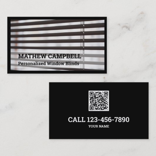 Vensterjaloezieën QR-code Zwart Visitekaartje (Voorkant / Achterkant)