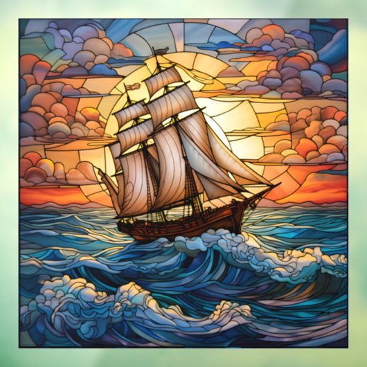 Vensterklemming schip raamsticker (Vel 3)