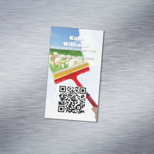Vensterreiniging Aangepaste QR Magnetisch Visitekaartje (Voorbeeld)