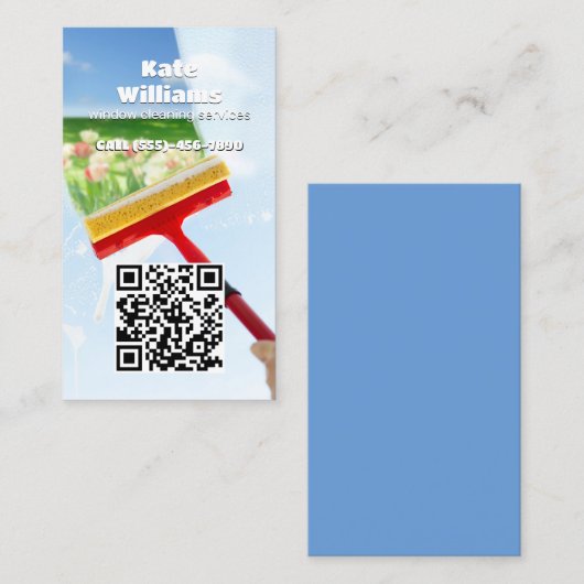 Vensterreiniging Aangepaste QR Visitekaartje (Voorkant / Achterkant)