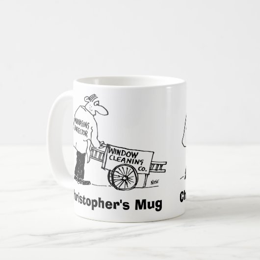 Vensterreinigingsbedrijf baas. Voeg Jouw namen toe Koffiemok (Voorkant links)