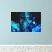 Vensters in ruimte -Blauwe Nebula Canvas Afdruk (Insitu (Houten vloer))