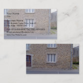 Vensters in ruw stenen muur huis met kant Curtai Visitekaartje (Voorkant / Achterkant)