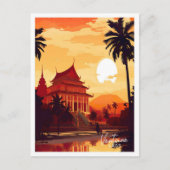 Ventiane Laos Art Vintage Travel Illustratie Briefkaart (Voorkant)