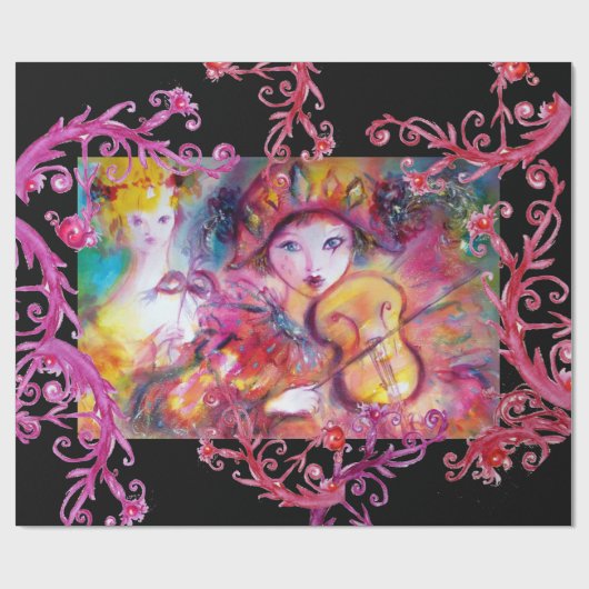 VENTIETISCHE MASQUERADE FEITEN/HARLEQUINE EN KOLUM CADEAUPAPIER (Vlak)