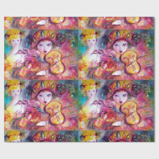 VENTIETISCHE MASQUERADE FEITEN/HARLEQUINE EN KOLUM CADEAUPAPIER (Vlak)